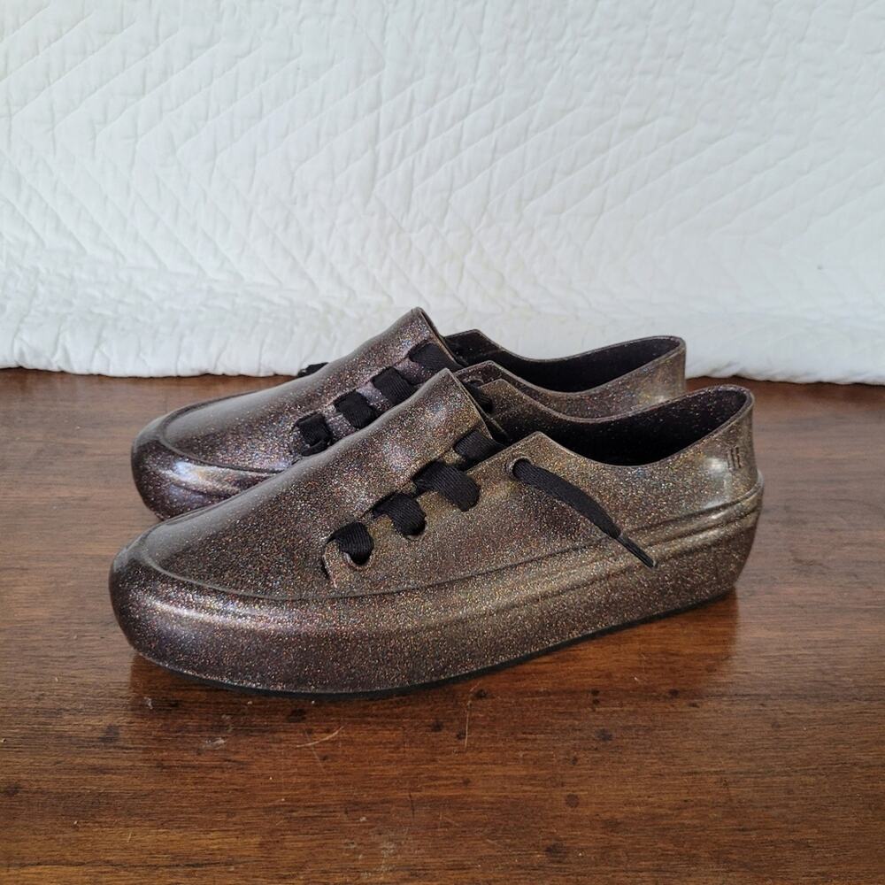 Melissa Campana Glitter Slip On Sneakers Laces Loafers Size 6